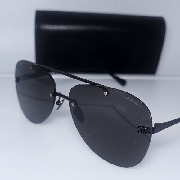 Chanel Titanium black pilot sunglasses Ref.4285T C101/S4 - Picture 1 of 11